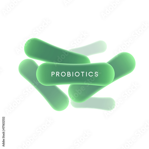 green probiotics bacteria logo. concept of healthy nutrition ingredient for therapeutic purposes.