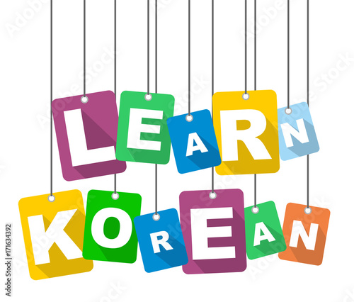 Colorful vector flat design background learn korean. It is well adapted for web design.