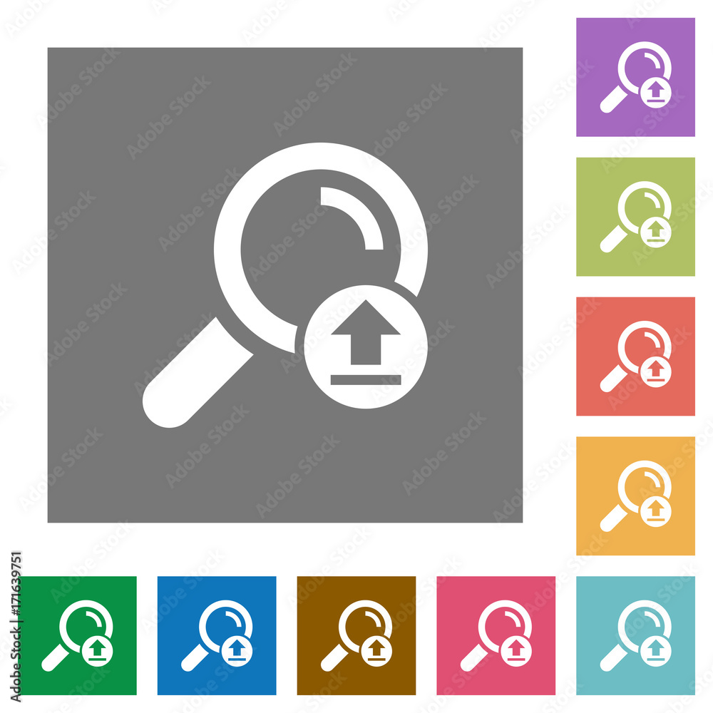 Upload search results square flat icons Upload search results square flat icons