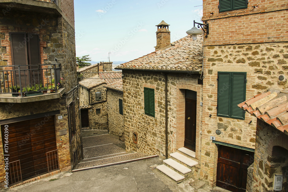 Beautiful street of Montalcino,Tuscany, Italy