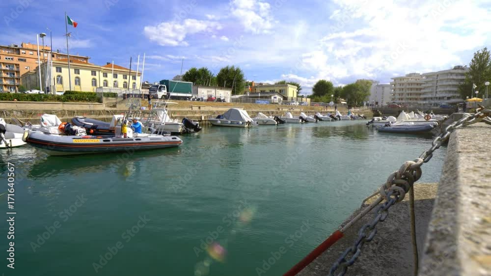 summer time sailing boats moored at the seaside - San Marino, Italy: September 8th 2017 summer time sailing boats moored at the seaside - San Marino, Italy: September 8th 2017