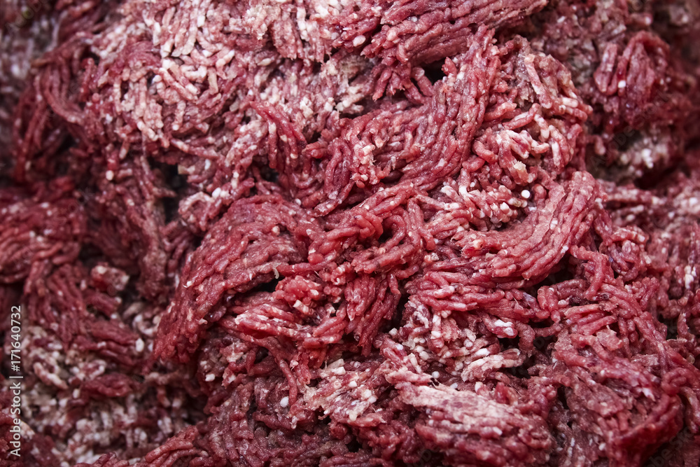 Obraz premium Fresh minced meat background. Pork and beef meat 