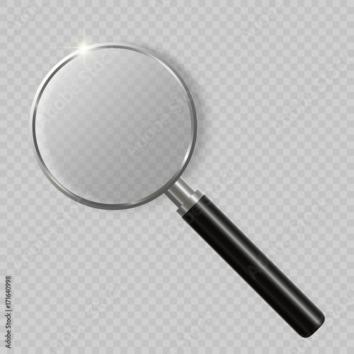 3D Realistic Magnifying Glass on transparent background. isolated vector illustration