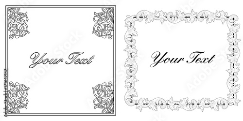 Set of vintage border frame engraving with retro ornament pattern in antique baroque style decorative design. Vector