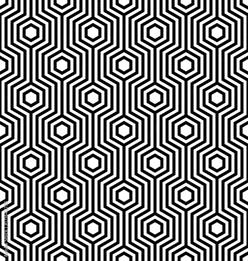 Vector seamless pattern. Modern stylish texture. Monochrome geometric pattern with hexagonal tiles Vector seamless pattern. Modern stylish texture. Monochrome geometric pattern with hexagonal tiles