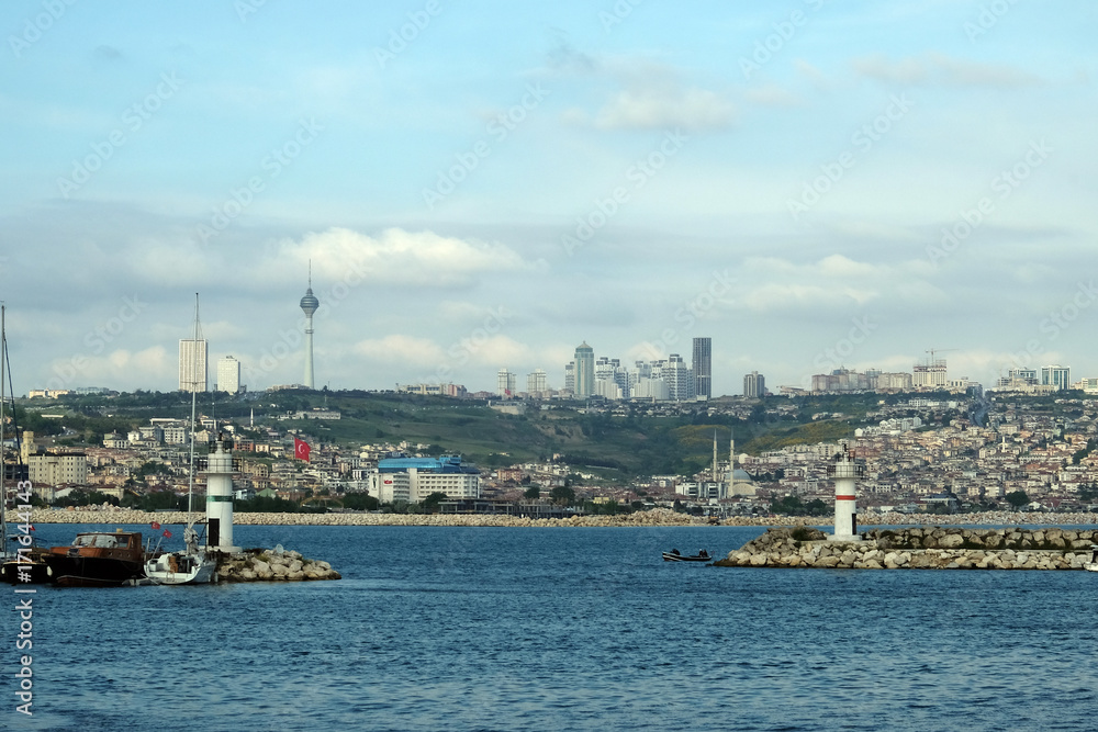 Buyukcekmece port and coasts of Buyukcekmece in Istanbul, Turkey