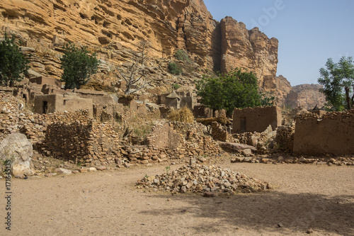 Dogon cliff houses and burial chambers Irelli village UNESCO World Heritage Site Bandiagara escarpment Dogon area photo