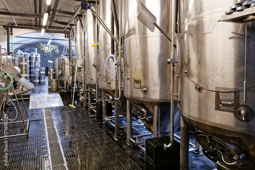 Fermenter tanks in microbrewery. photo