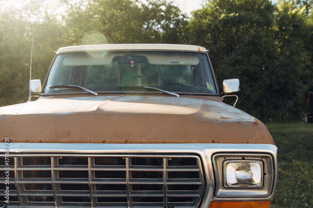 Front of an old American truck Front of an old American truck