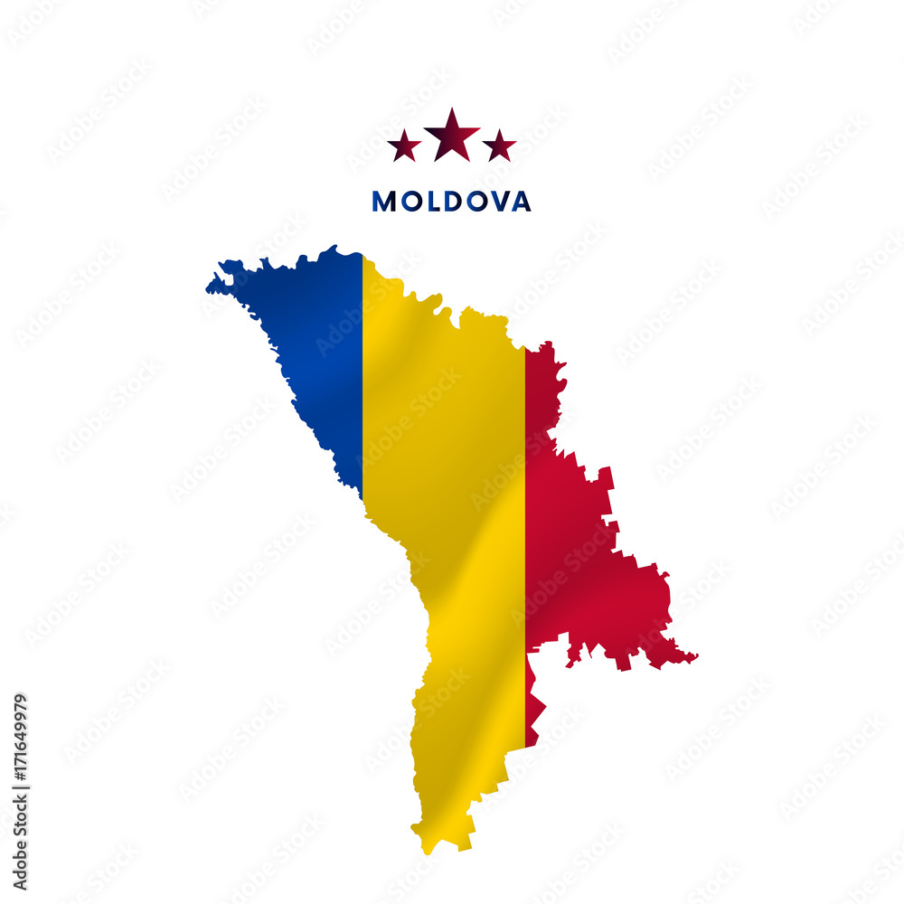 Moldova map with waving flag. Vector illustration. Moldova map with waving flag. Vector illustration.