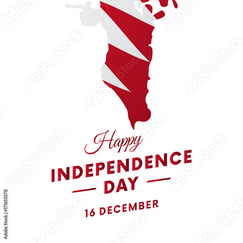 Banner or poster of Bahrain independence day celebration. Bahrain map. Waving flag. Vector illustration.