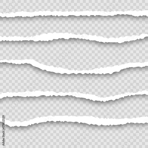 set of Realistic vector torn paper with ripped edges