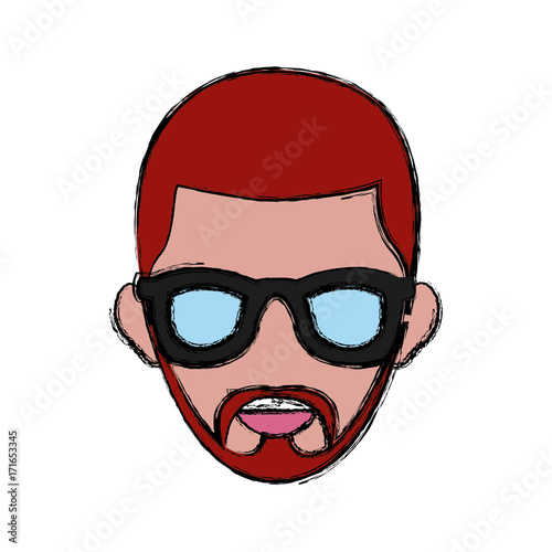 Man smiling cartoon icon vector illustration graphic design