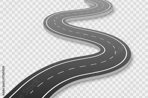 Winding Road Isolated Transparent Special Effect. Road way location infographic template