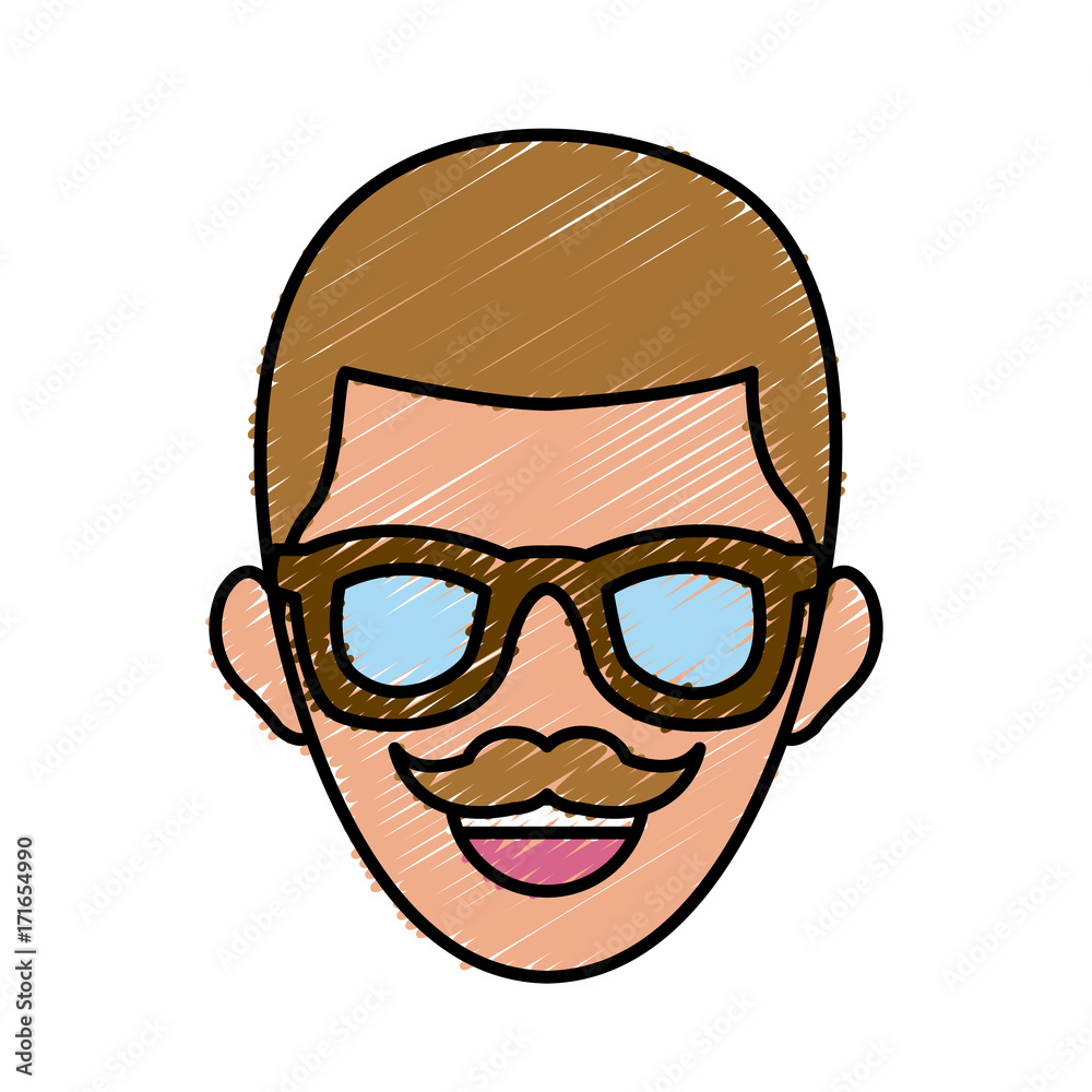 Man smiling cartoon icon vector illustration graphic design