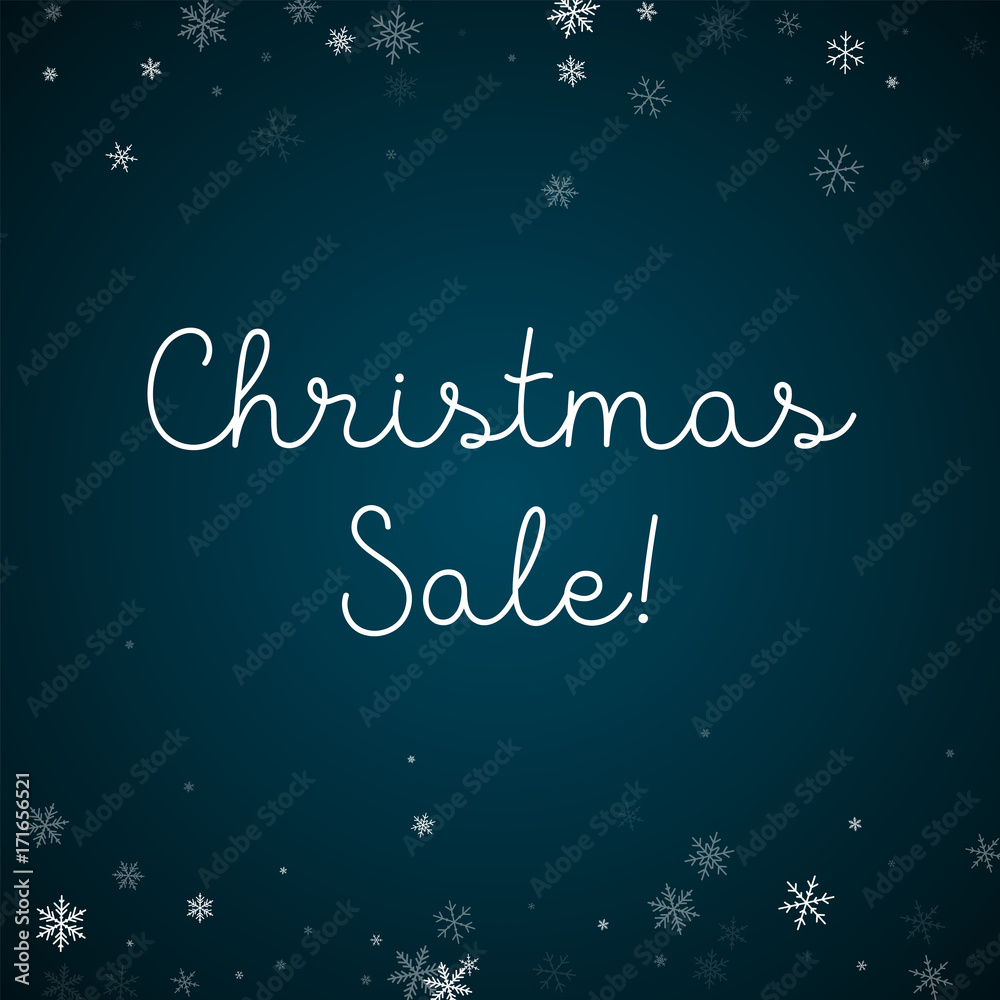 Christmas Sale greeting card. Sparse snowfall background. Sparse snowfall on blue background. Elegant vector illustration. Christmas Sale greeting card. Sparse snowfall background. Sparse snowfall on blue background. Elegant vector illustration.