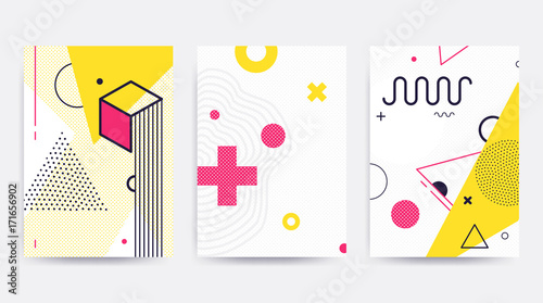 Colorful trend Neo Memphis geometric pattern