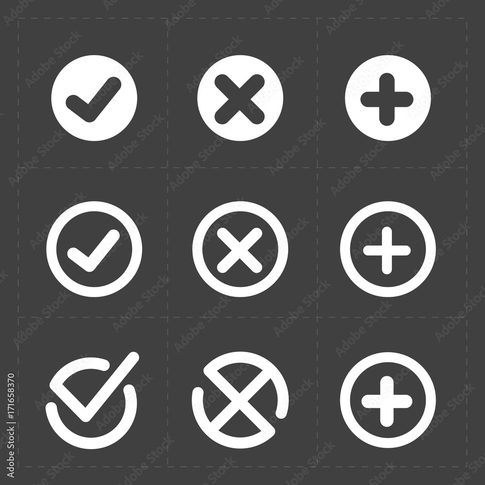 Vector white confirm icons set Vector white confirm icons set