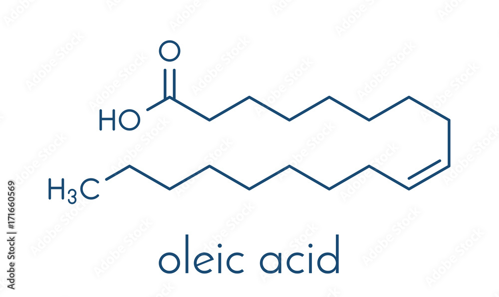 Oleic acid (omega9, cis) fatty acid. Common in animal fats and