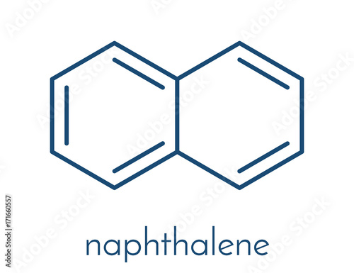 Naphthalene aromatic hydrocarbon molecule. Used as mothball ingredient. Skeletal formula.