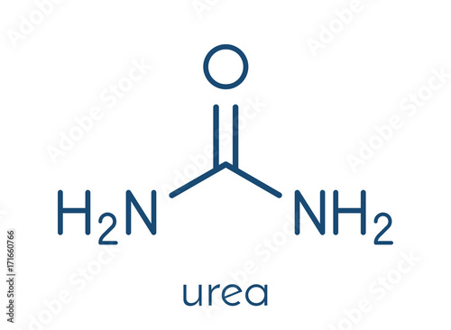Urea (carbamide) molecule. Used in cosmetics, fertilizer; present in urine. Skeletal formula. photo