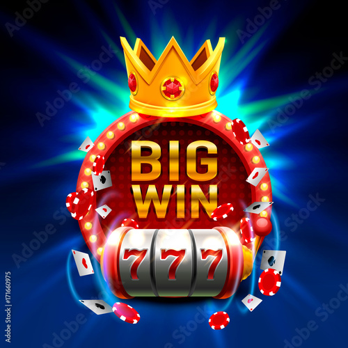 Big win slots 777 banner casino. Vector illustration 