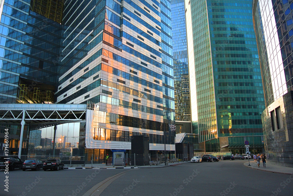 Streets of Moscow in the center of business life of the Russian capital