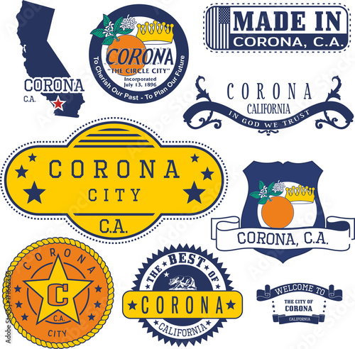 generic stamps and signs of Corona, CA