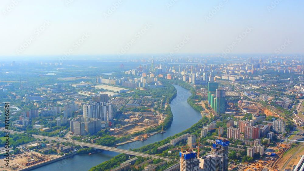 panorama of Moscow from the height of a skyscraper in Moscow-City