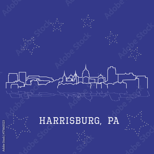 Harrisburg, Pennsylvania. City skyline sketch
