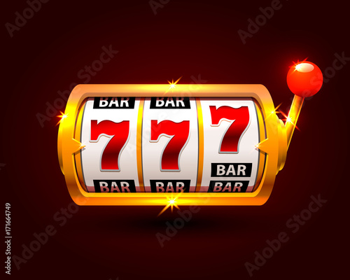 Golden slot machine wins the jackpot. isolated on black background . Vector illustration