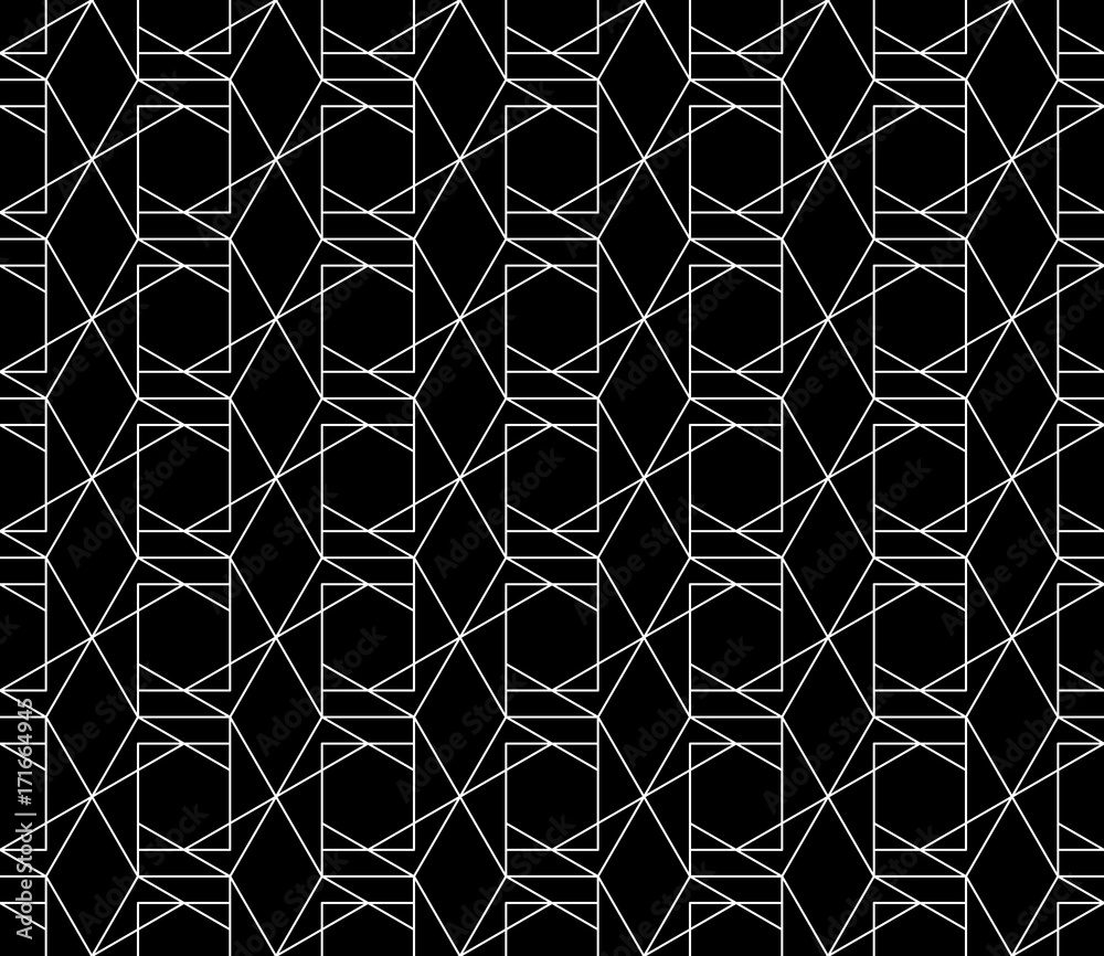 Fototapeta premium Vector seamless geometric pattern with editable weight of stroke