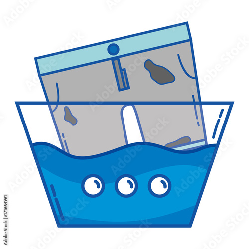 dirty shorts soaking in pail with water vector illustration
