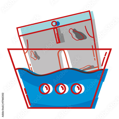 dirty shorts soaking in pail with water vector illustration