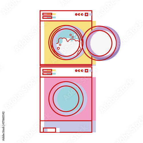 electronic washing machine and dryer to clean vector illustration