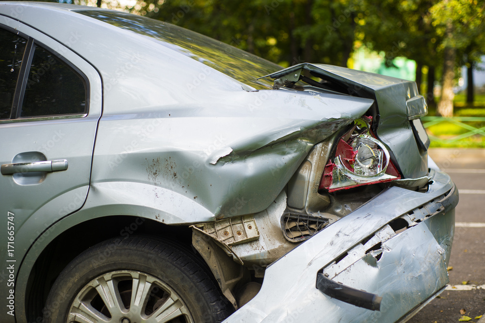 car accident damaged on the road car crash accident on street, damaged automobiles