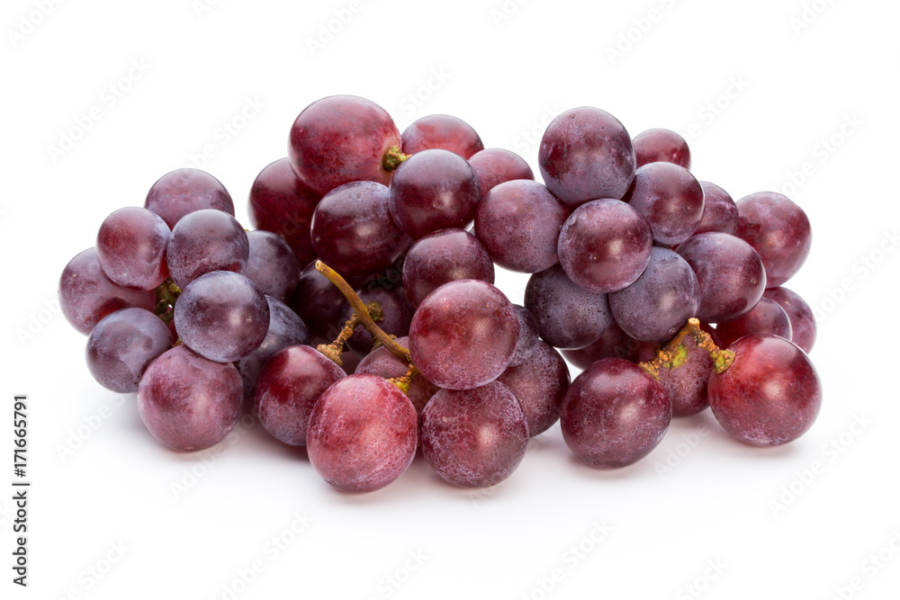 Ripe red grape isolated on white.