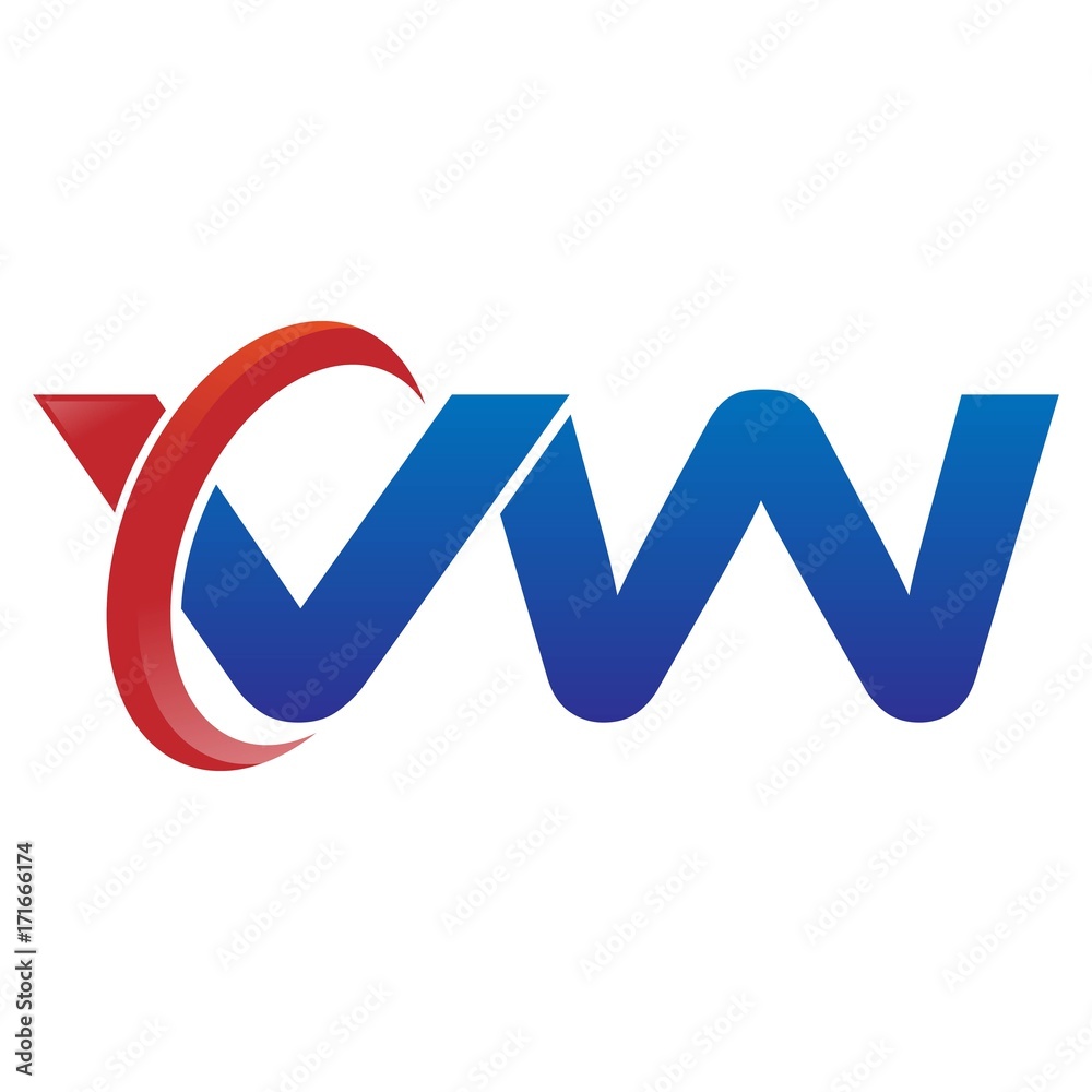 modern vector initial letters logo swoosh red blue