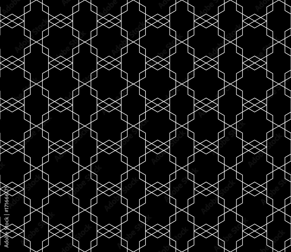 Vector seamless geometric pattern with editable weight of stroke