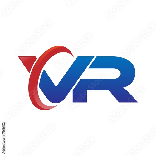 modern vector initial letters logo swoosh vr red blue