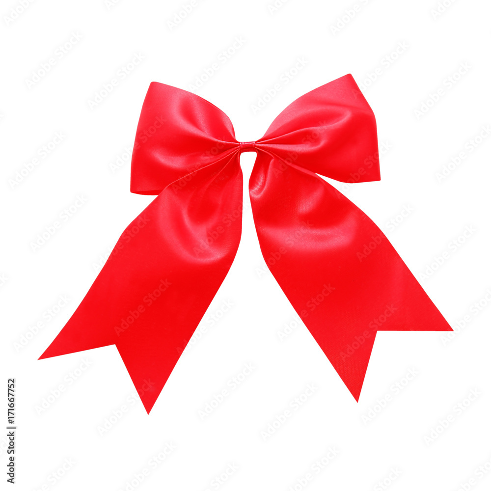 Red satin Ribbon bow Isolated on white Red satin Ribbon bow Isolated on white