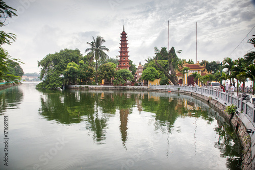 pagoda of Tran Quoc temple in Hanoi  Vietnam