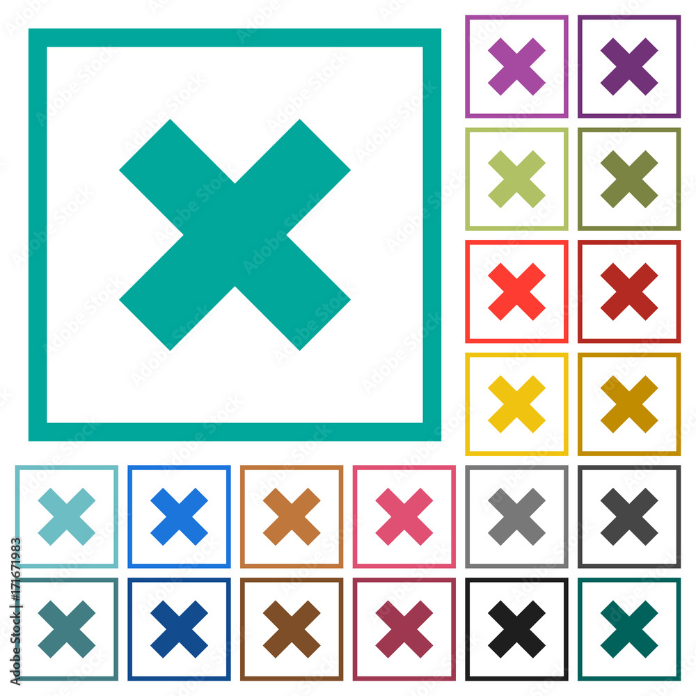 Cancel flat color icons with quadrant frames Cancel flat color icons with quadrant frames