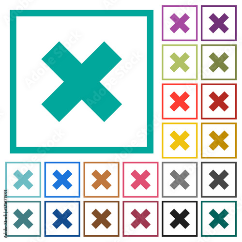 Cancel flat color icons with quadrant frames