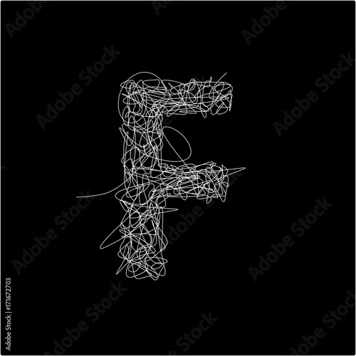 Scribble Alphabet. Letter f