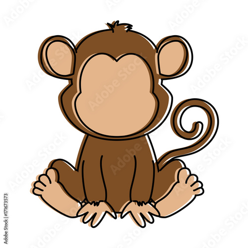cute monkey character icon