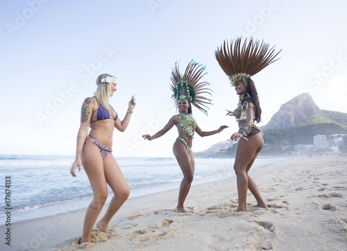 Samba Dancers. Ipanema Beach. Rio de Janeiro. Brazil. photo