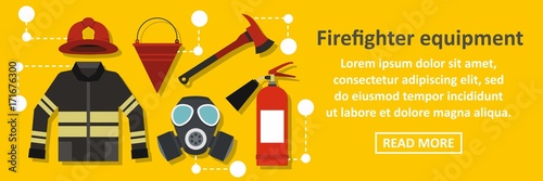 Firefighter equipment banner horizontal concept
