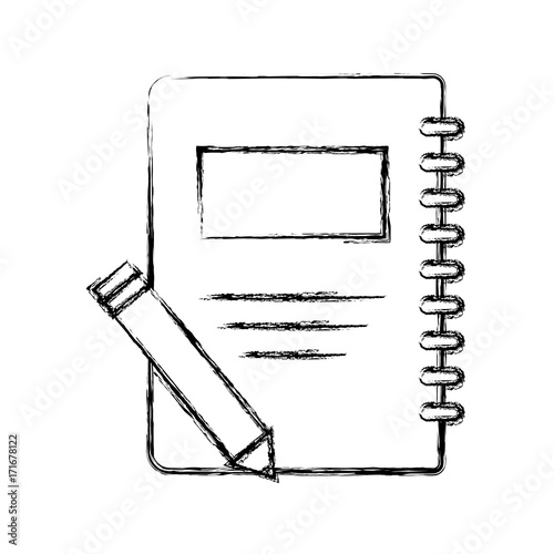 notebook and pencil icon over white background vector illustration