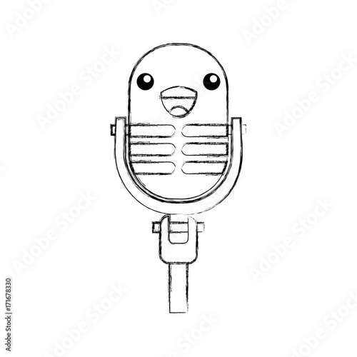 kawaii microphone sound music equipment vector illustration